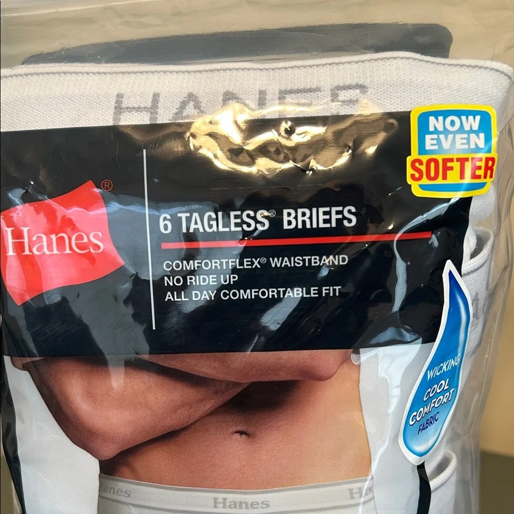 Hanes Men's White Tagless Briefs 6-Pack XL - Picture 2 of 8